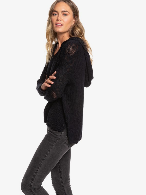 roxy, Lovely Soul Hooded Poncho Sweater, TRUE BLACK (kvj0) 0 Lovely Soul Hooded Poncho Sweater Black ERJSW03363 Roxy