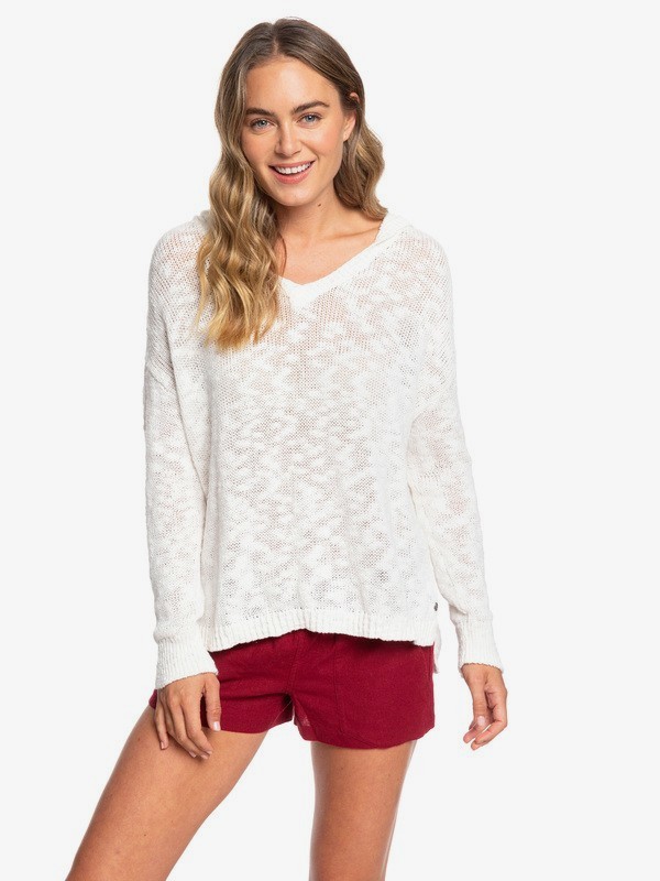 roxy, Lovely Soul Hooded Poncho Sweater, SNOW WHITE (wbk0) 0 Lovely Soul Hooded Poncho Sweater White ERJSW03363 Roxy