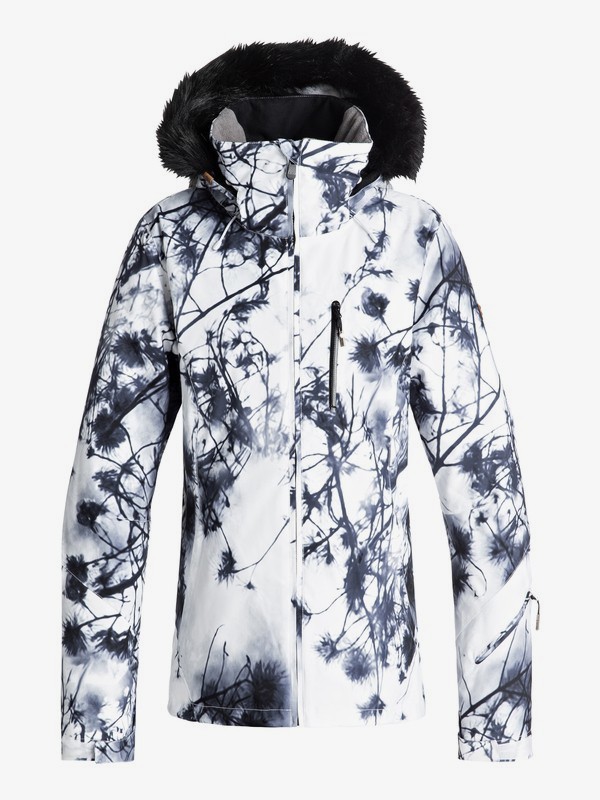 roxy, Jet Ski Premium - Veste de snow pour Femme, BRIGHT WHITE_PINE SKY (wbk1) 0 Jet Ski Premium - Veste de snow pour Femme Blanc ERJTJ03159 Roxy