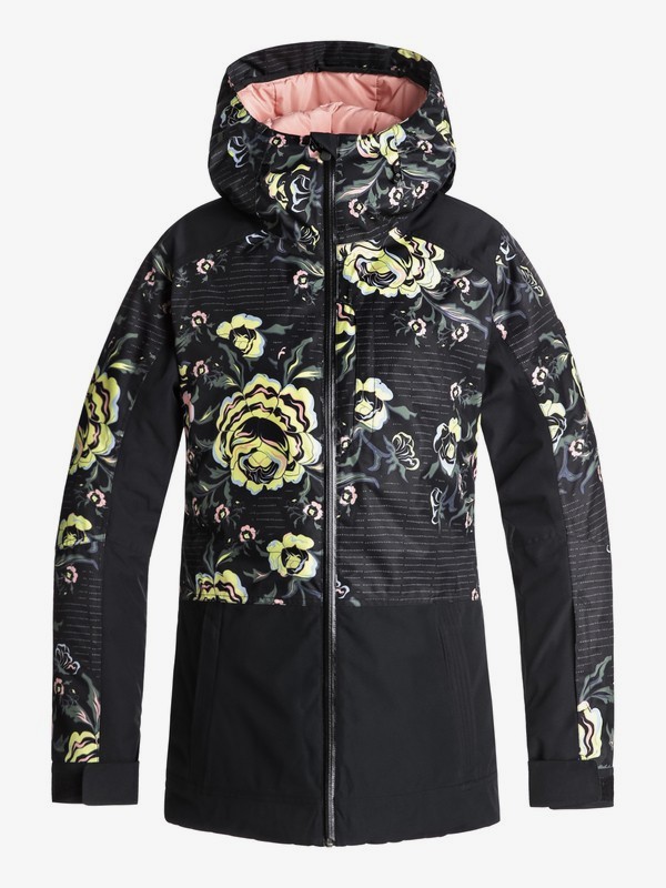 roxy, Torah Bright Snowflake Snow Jacket, TRUE BLACK_TORAHS ROSES (kvj1) 0 Torah Bright Snowflake Snow Jacket Black ERJTJ03163 Roxy