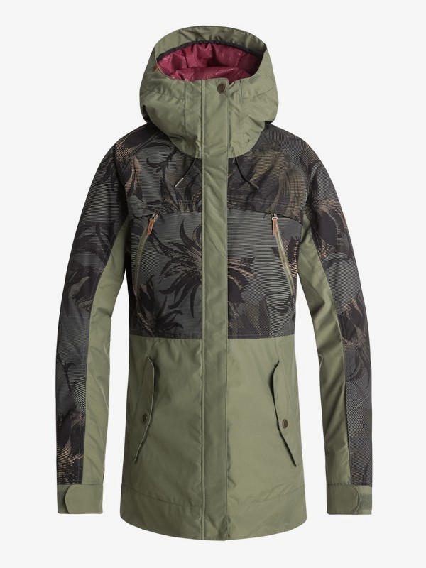 roxy, Tribe - Veste de snow pour Femme, FOUR LEAF CLOVER_SWELL FLOWERS (gph2) 0 Tribe - Veste de snow pour Femme Vert ERJTJ03166 Roxy