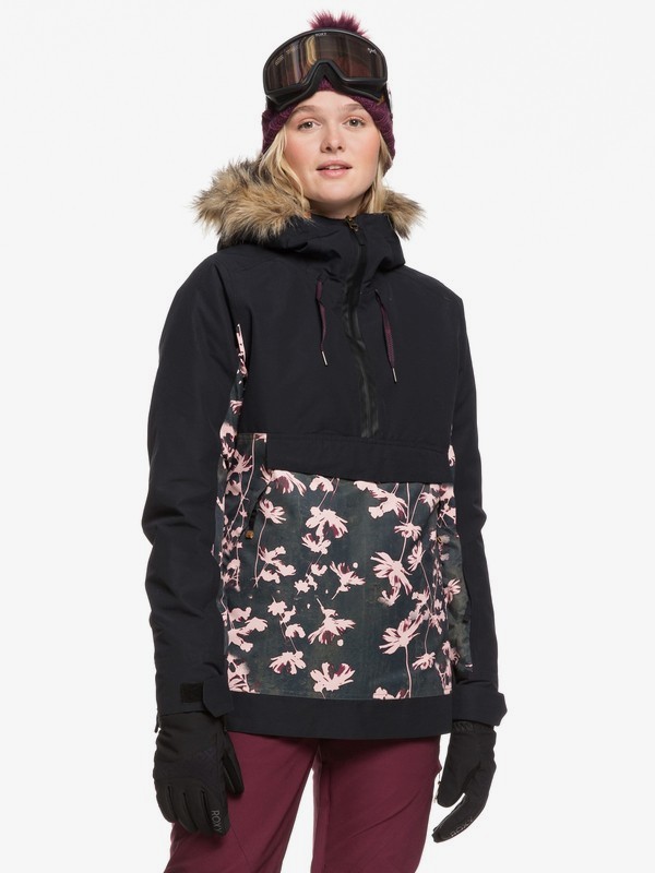 roxy, Shelter Snow Jacket, TRUE BLACK POPPY (kvj3) 0 Shelter Snow Jacket Black ERJTJ03214 Roxy