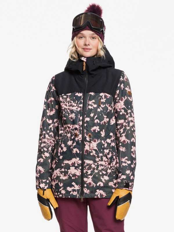 roxy, Stated Snow Jacket, TRUE BLACK POPPY (kvj3) 0 Stated Snow Jacket Black ERJTJ03225 Roxy