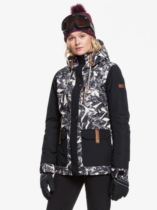 roxy, Andie Snow Jacket, OYSTER GRAY HAWAIIAN PALM LEAF (tfn1) 0 Andie Snow Jacket Beige ERJTJ03236 Roxy