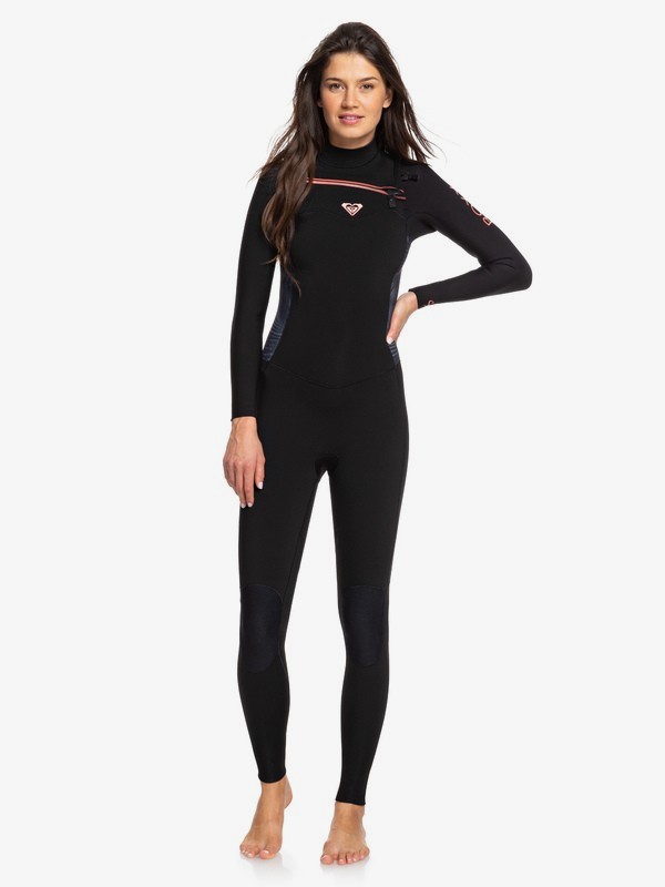 roxy, 4/3mm Syncro - Combinaison GBS zip poitrine pour Femme, BLACK/ GUN METAL (xkgk) 0 4/3mm Syncro - Combinaison GBS zip poitrine pour Femme ERJW103022 Roxy