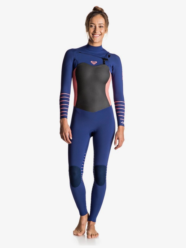 roxy, 3/2mm Syncro Plus Chest Zip Wetsuit, NAVY LL/ CORAL FLAME (xbbn) 0 3/2mm Syncro Plus Chest Zip Wetsuit Blue ERJW103026 Roxy