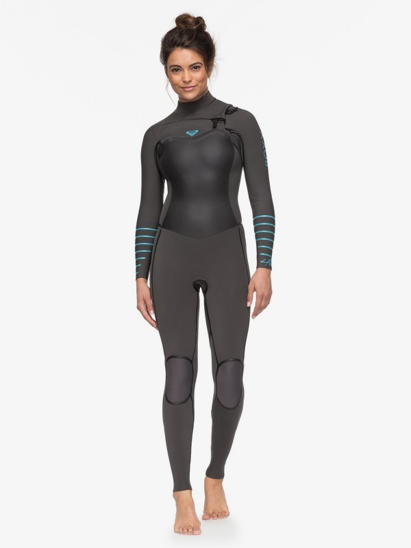 roxy, 3/2mm Syncro Plus Chest Zip Wetsuit, JET BLACK/HEATHER BLUE (xssb) 0 3/2mm Syncro Plus Chest Zip Wetsuit Grey ERJW103026 Roxy