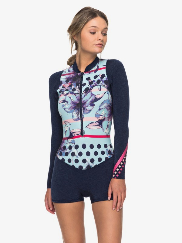 roxy, 2mm POP Surf Long Sleeve Front Zip Springsuit, NAVY (bte0) 0 2mm POP Surf Long Sleeve Front Zip Springsuit Blue ERJW403016 Roxy