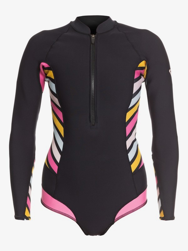 roxy, 1mm POP Surf Long Sleeve Back Zip Bikini Cut Shorty, BLACK (kvj0) 0 1mm POP Surf Long Sleeve Back Zip Bikini Cut Shorty Black ERJW403021 Roxy