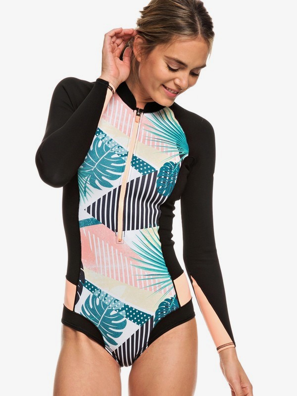 roxy, 1mm POP Surf Long Sleeve Back Zip Bikini Cut Shorty for Women, BLACK (kvd0) 0 1mm POP Surf Long Sleeve Back Zip Bikini Cut Shorty for Women Black ERJW403021 Roxy