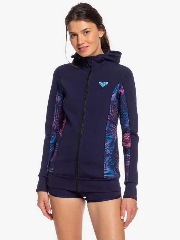 roxy, 1mm Syncro - Neoprenanzugjacke mit Reißverschluss vorne und Kapuze für Frauen, BLUE RIBBON/ CORAL FLAME (xbmm) 0 1mm Syncro - Neoprenanzugjacke mit Reißverschluss vorne und Kapuze für Frauen Blau ERJW803013 Roxy
