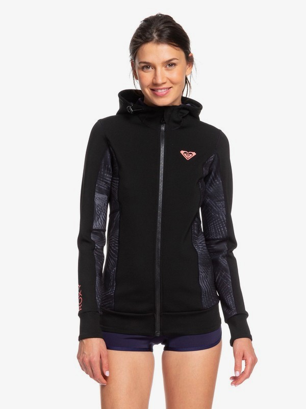 roxy, 1mm Syncro - Neoprenanzugjacke mit Reißverschluss vorne und Kapuze für Frauen, BLACK/ GUN METAL (xkgk) 0 1mm Syncro - Neoprenanzugjacke mit Reißverschluss vorne und Kapuze für Frauen ERJW803013 Roxy