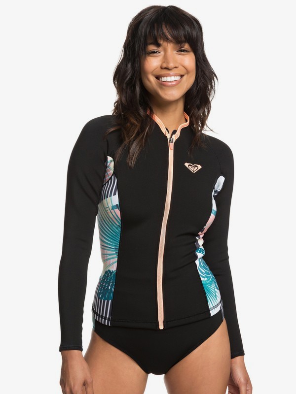 roxy, 1mm POP Surf - Haut en néoprène front zip pour Femme, BLACK (kvd0) 0 1mm POP Surf - Haut en néoprène front zip pour Femme Noir ERJW803018 Roxy