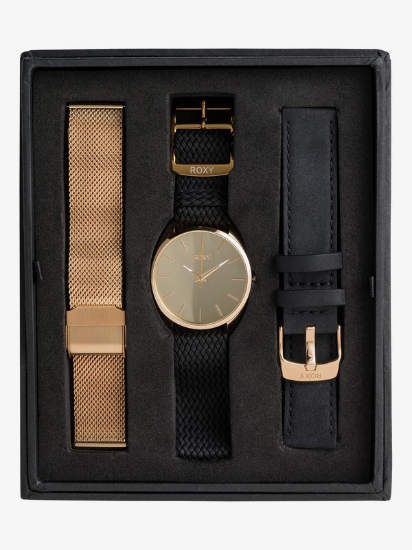 roxy, The Small Mirror Pack - Reloj Analógico para Mujer, FULL SHINY GOLD (yhm0) 0 The Small Mirror Pack - Reloj Analógico para Mujer Amarillo ERJWA03021 Roxy