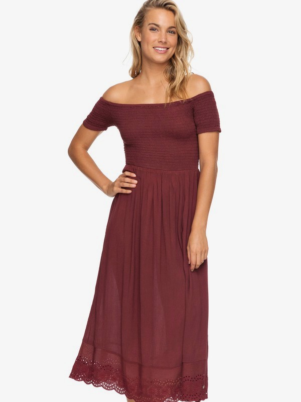 roxy, Pretty Lovers Off The Shoulder Midi Dress, ANDORA (rsd0) 0 Pretty Lovers Off The Shoulder Midi Dress Red ERJWD03209 Roxy
