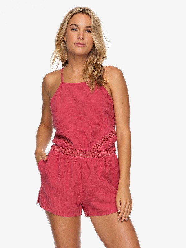 roxy, Desert Hikes Strappy Romper, HOLLY BERRY (mmt0) 0 Desert Hikes Strappy Romper Pink ERJWD03223 Roxy