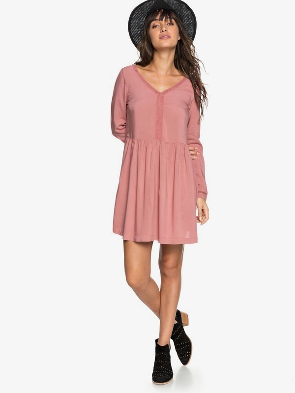 roxy, Feel Alone - Long Sleeve Dress for Women, WITHERED ROSE (mmg0) 0 Feel Alone - Long Sleeve Dress for Women Pink ERJWD03247 Roxy