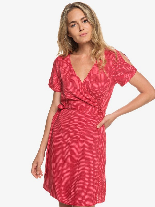roxy, Monument View - Robe portefeuille manches courtes pour Femme, AMERICAN BEAUTY POLKADOT (rpy7) 0 Monument View - Robe portefeuille manches courtes pour Femme Rouge ERJWD03249 Roxy