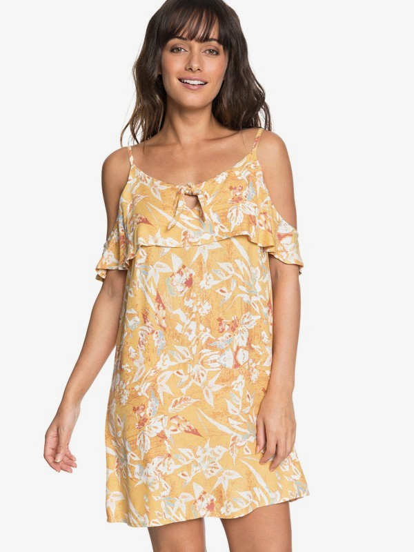roxy, Still Waking Up Strappy Dress, FALL LEAF PENDULUM (yjg6) 0 Still Waking Up Strappy Dress Yellow ERJWD03251 Roxy