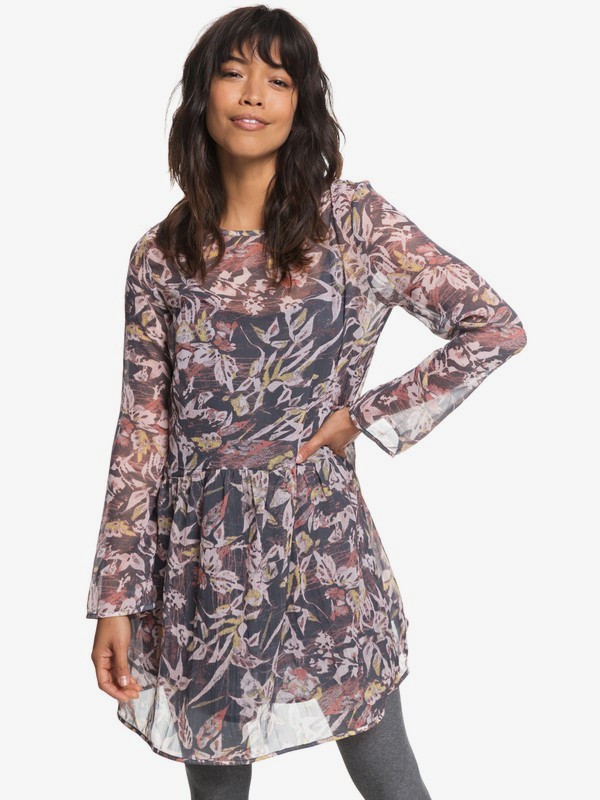 roxy, Amazing Wave Long Sleeve Dress, TURBULENCE PENDULUM (kym6) 0 Amazing Wave Long Sleeve Dress Black ERJWD03253 Roxy