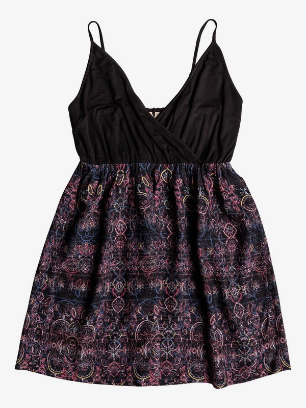roxy, Floral Offering Strappy Dress, TRUE BLACK NIGHTLIGHTS (kvj1) 0 Floral Offering Strappy Dress Black ERJWD03271 Roxy