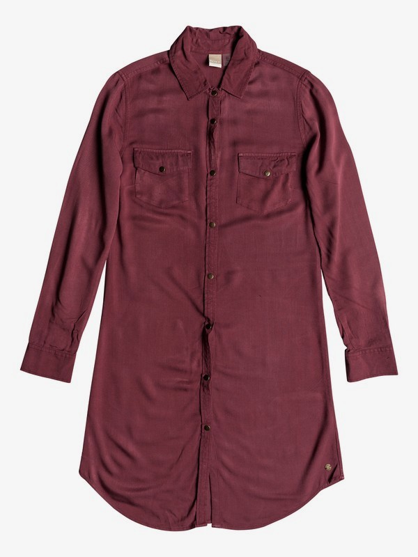 roxy, Tomini Bay View Long Sleeve Shirt Dress, OXBLOOD RED (rre0) 0 Tomini Bay View Long Sleeve Shirt Dress Red ERJWD03280 Roxy