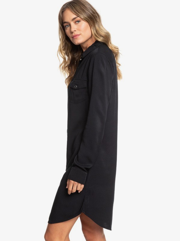 roxy, Tomini Bay View Long Sleeve Shirt Dress, TRUE BLACK (kvj0) 0 Tomini Bay View Long Sleeve Shirt Dress Black ERJWD03280 Roxy