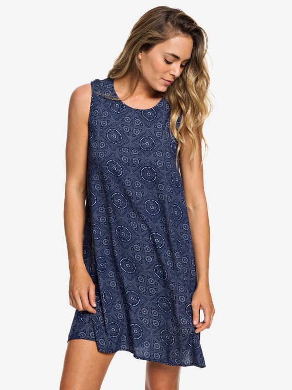 roxy, Harlem Vibes Sleeveless Dress, MED BLUE SHIBORI NIGHTS SW (bte2) 0 Harlem Vibes Sleeveless Dress Blue ERJWD03296 Roxy
