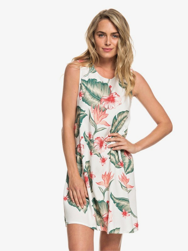 roxy, Harlem Vibes Sleeveless Dress, MARSHMALLOW TROPICAL LOVE (wbt7) 0 Harlem Vibes Sleeveless Dress White ERJWD03296 Roxy