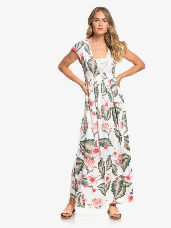 roxy, A Day At Tribeca - Robe longue sans manches pour Femme, MARSHMALLOW TROPICAL LOVE (wbt7) 0 A Day At Tribeca - Robe longue sans manches pour Femme Blanc ERJWD03306 Roxy