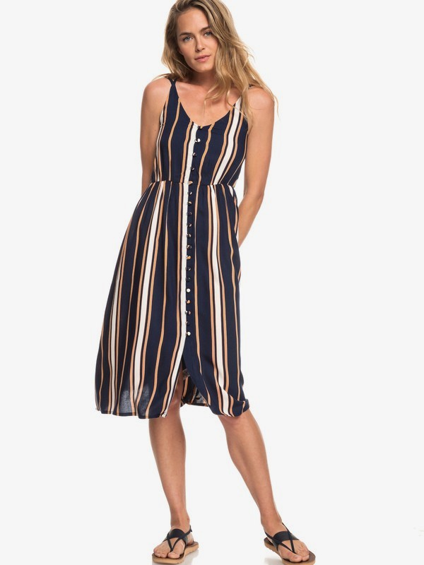 roxy, Sunset Beauty Strappy Midi Dress, DRESS BLUE MACY STRIPE (btk4) 0 Sunset Beauty Strappy Midi Dress Blue ERJWD03313 Roxy