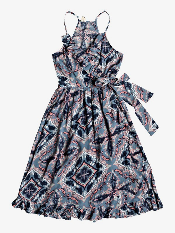 roxy, Rooftop Sunrise Strappy Midi Wrap Dress, BLUE MIRAGE LOVE (bmk7) 0 Rooftop Sunrise Strappy Midi Wrap Dress Blue ERJWD03315 Roxy