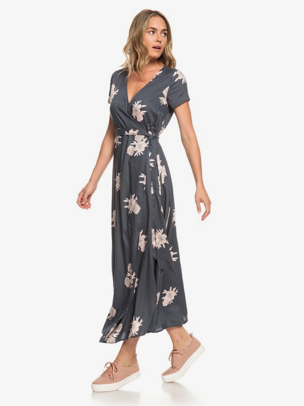 roxy, District Day - Robe longue manches courtes pour Femme, TURBULENCE ROSE AND PEARLS (kym7) 0 District Day - Robe longue manches courtes pour Femme Noir ERJWD03317 Roxy