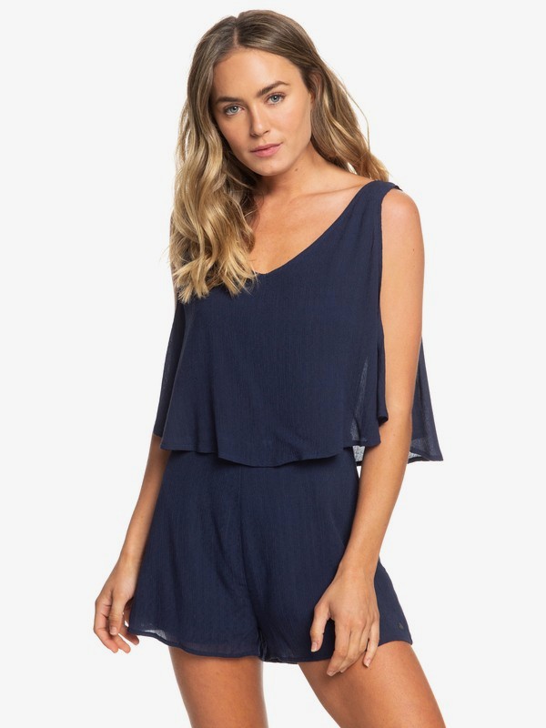 roxy, Festi Face Sleeveless Layered Romper, DRESS BLUES (btk0) 0 Festi Face Sleeveless Layered Romper Blue ERJWD03331 Roxy