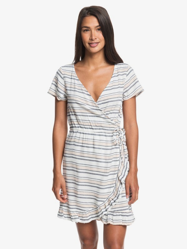 roxy, Sun Dreamer Season Short Sleeve Wrap Dress, DRESS BLUE LONG DAY HORIZ (btk8) 0 Sun Dreamer Season Short Sleeve Wrap Dress Blue ERJWD03333 Roxy