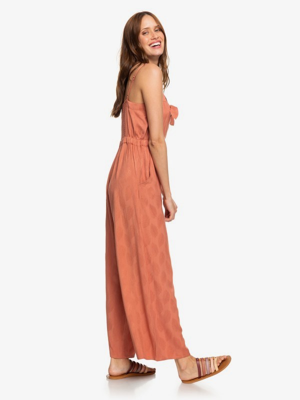 roxy, Feel The Retro Spirit Strappy Flared Jumpsuit, CEDAR WOOD (mms0) 0 Feel The Retro Spirit Strappy Flared Jumpsuit Pink ERJWD03401 Roxy