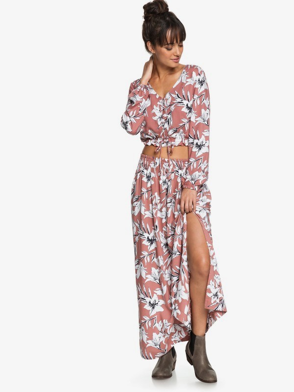 roxy, Last Forever Maxi Skirt, WITHERED ROSE LILY HOUSE (mmg6) 0 Last Forever Maxi Skirt Pink ERJWK03043 Roxy