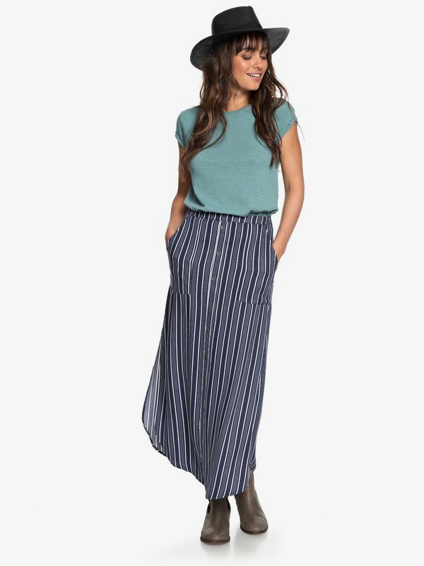 roxy, Sunset Islands Maxi Skirt, DRESS BLUES VERTICAL STRIPES (btk3) 0 Sunset Islands Maxi Skirt Blue ERJWK03045 Roxy