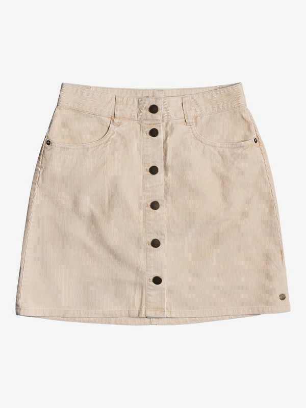 roxy, Unforgettable Fall Button Through Corduroy Skirt, IVORY CREAM (tfm0) 0 Unforgettable Fall Button Through Corduroy Skirt Beige ERJWK03069 Roxy