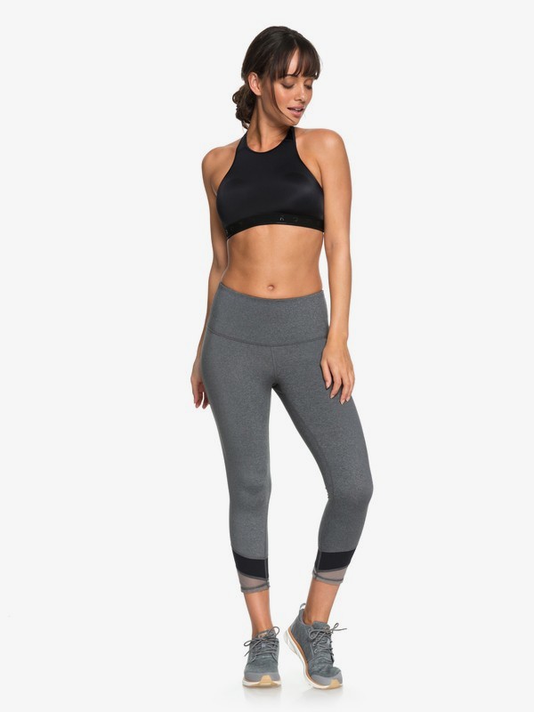 roxy, Mad About You - Legging de yoga 3/4 pour Femme, CHARCOAL HEATHER (ktah) 0 Mad About You - Legging de yoga 3/4 pour Femme Noir ERJWP03019 Roxy