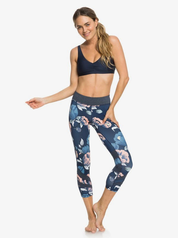roxy, Explosive Feeling - Capri Workout Leggings for Women, DRESS BLUES FULL FLOWERS FIT (xbbm) 0 Explosive Feeling - Capri Workout Leggings for Women Blue ERJWP03023 Roxy