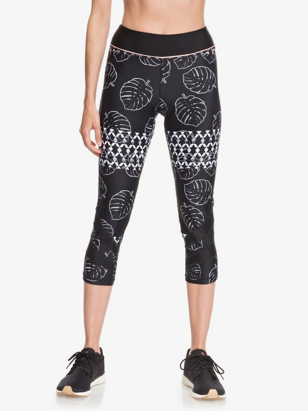 roxy, Explosive Feeling - Capri-Workout-Leggings für Frauen, ANTHRACITE SUPER GEO PALMS (xwkw) 0 Explosive Feeling - Capri-Workout-Leggings für Frauen Weiss ERJWP03023 Roxy