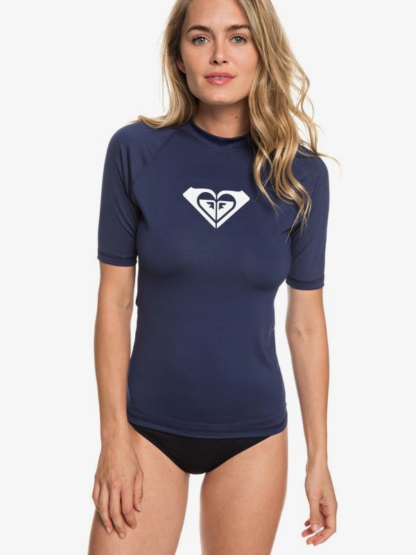 roxy, Whole Hearted Short Sleeve UPF 50 Rash Guard, MEDIEVAL BLUE (bte0) 0 Whole Hearted Short Sleeve UPF 50 Rash Guard Blue ERJWR03219 Roxy
