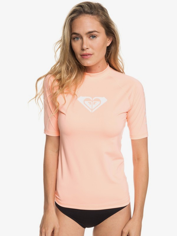 roxy, Whole Hearted Short Sleeve UPF 50 Rash Guard, SOUFFLE (mfg0) 0 Whole Hearted Short Sleeve UPF 50 Rash Guard Pink ERJWR03219 Roxy