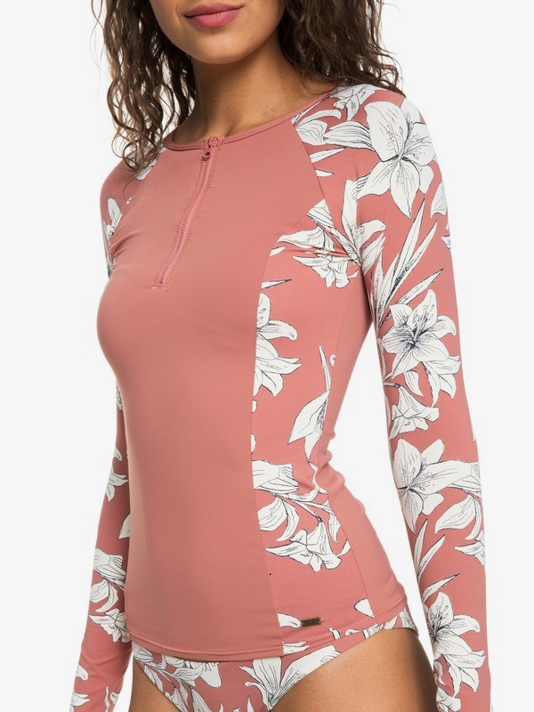 roxy, Softly Love Long Sleeve UPF 50 Zipped Rash Guard, WITHERED ROSE LILY HOUSE (mmg6) 0 Softly Love Long Sleeve UPF 50 Zipped Rash Guard Pink ERJWR03246 Roxy
