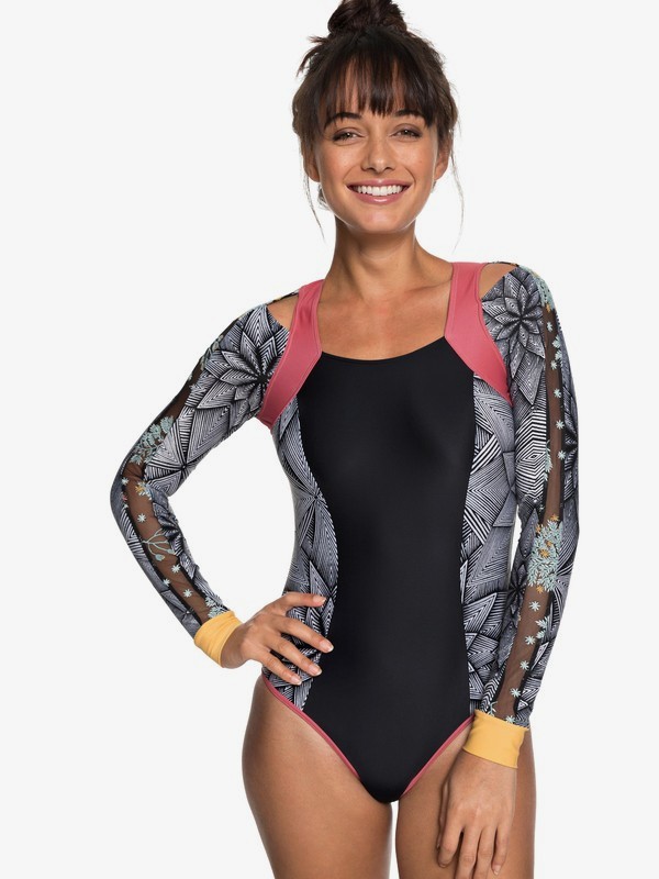 roxy, POP Surf - Long Sleeve UPF 50 Zipped One-Piece Rashguard for Women, MARSHMALLOW POP SURF STARS SMA (wbt1) 0 POP Surf - Long Sleeve UPF 50 Zipped One-Piece Rashguard for Women White ERJWR03250 Roxy
