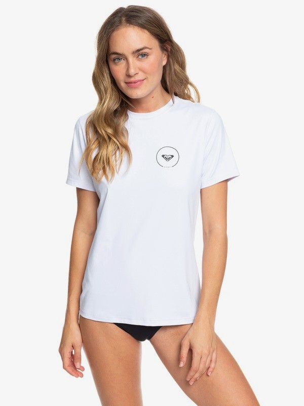 roxy, Enjoy Waves Short Sleeve UPF 50 Rash Guard, BRIGHT WHITE (wbb0) 0 Enjoy Waves Short Sleeve UPF 50 Rash Guard White ERJWR03254 Roxy