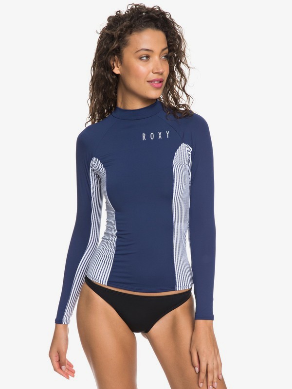 roxy, Softly Love Long Sleeve UPF 50 Rashguard, MED BLUE CORNFIELD STRIPE S (bte6) 0 Softly Love Long Sleeve UPF 50 Rashguard Blue ERJWR03264 Roxy