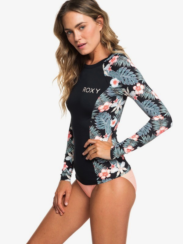 roxy, ROXY Long Sleeve UPF 50 Rashguard, ANTHRACITE TROPICALABABA SWIM (kvj8) 0 ROXY Long Sleeve UPF 50 Rashguard Black ERJWR03287 Roxy