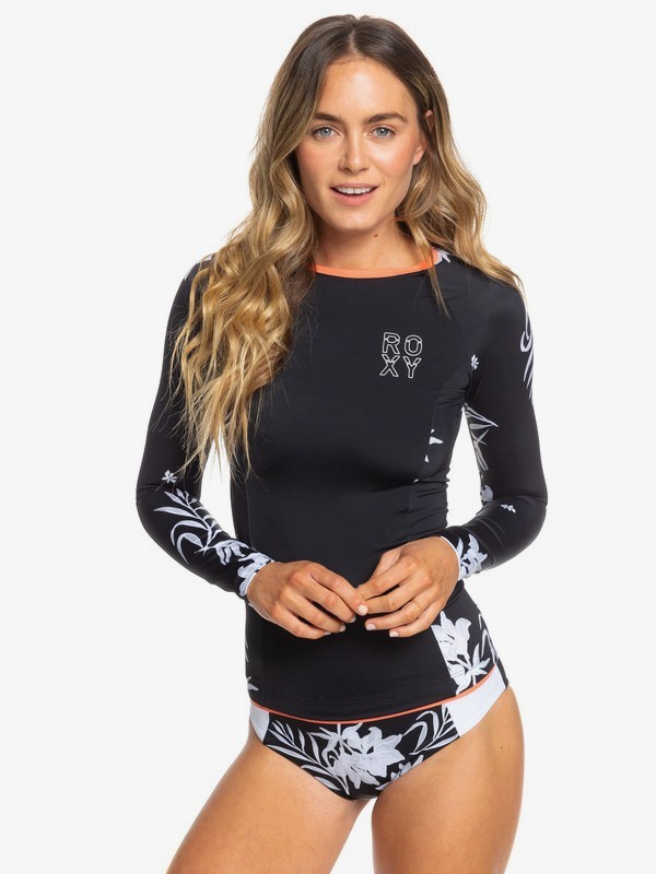 roxy, ROXY Fitness Long Sleeve UPF 50 Rashguard, TRUE BLACK S BICOLYS (xkkw) 0 ROXY Fitness Long Sleeve UPF 50 Rashguard White ERJWR03320 Roxy